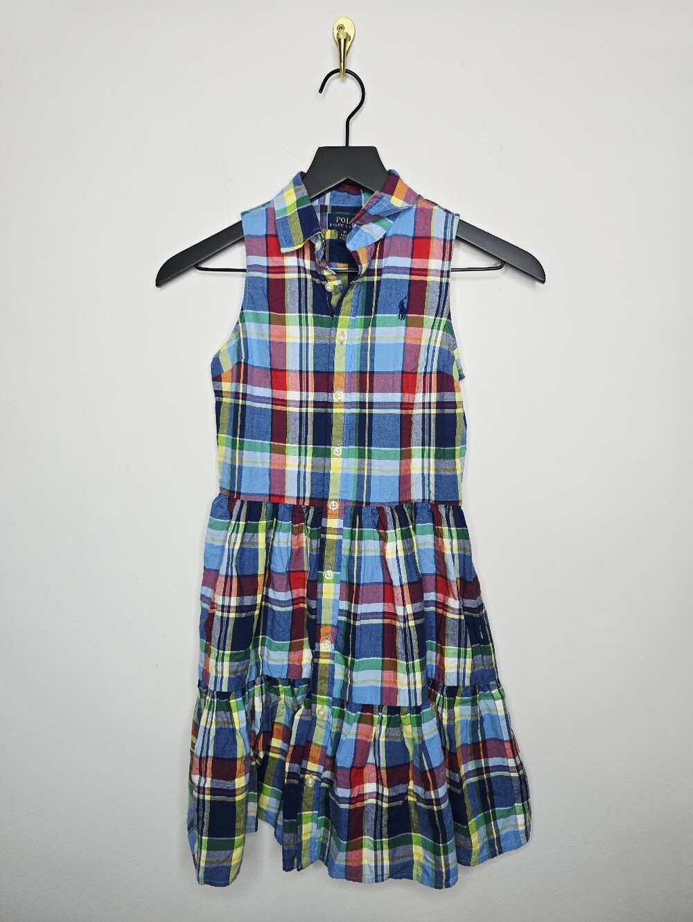 Polo Ralph Lauren Plaid Sleeveless Shirt Dress Size 10
